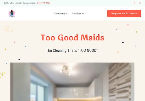 A website page for a cleaning company