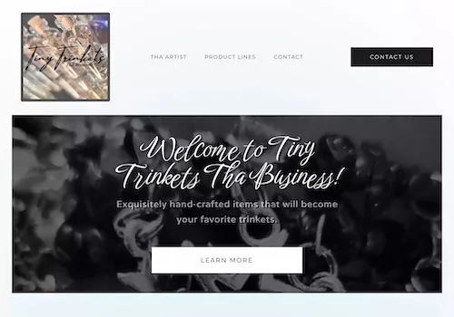 A web page with a black and white theme